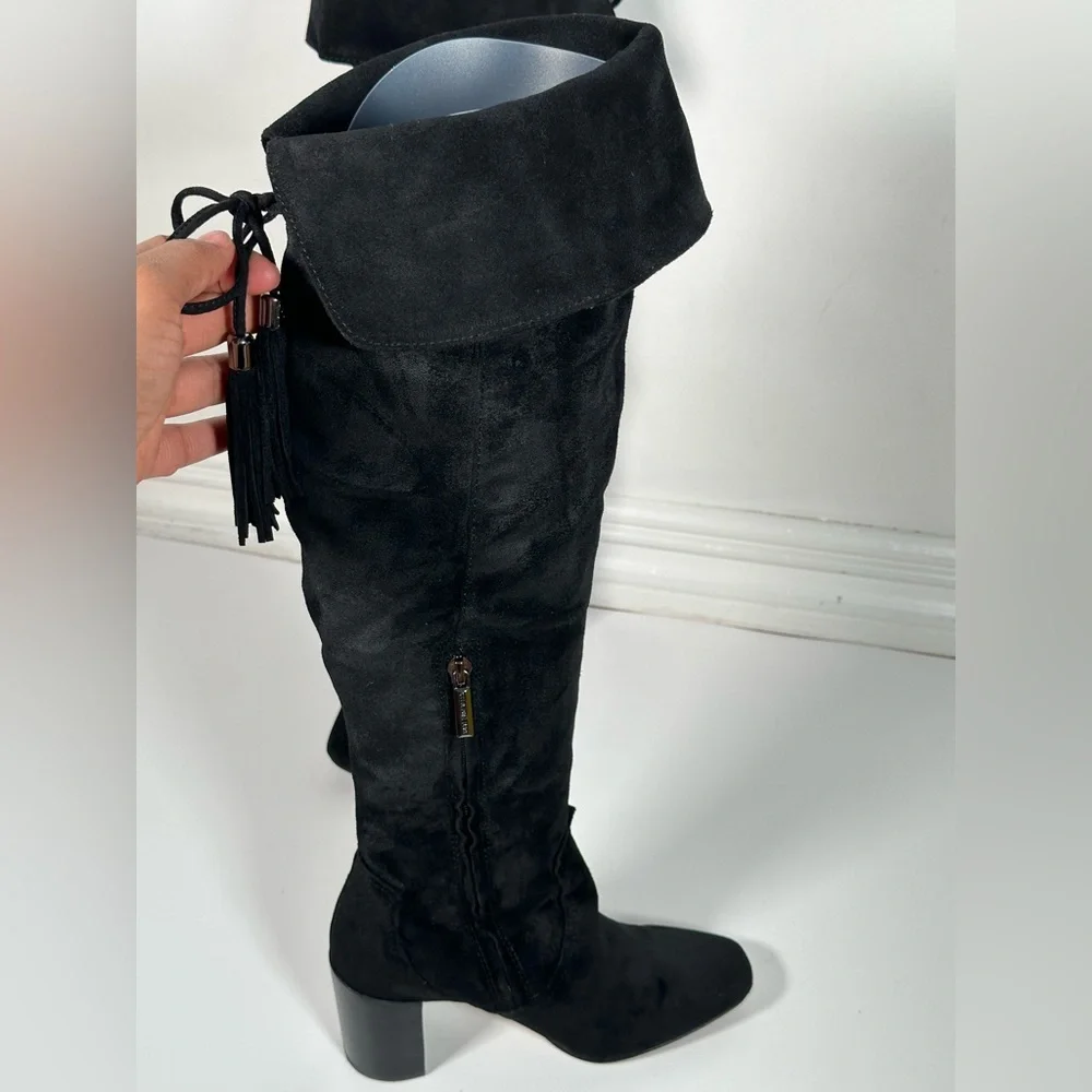 Karl Lagerfeld Boots Black Suede Knee-High Size 5.5